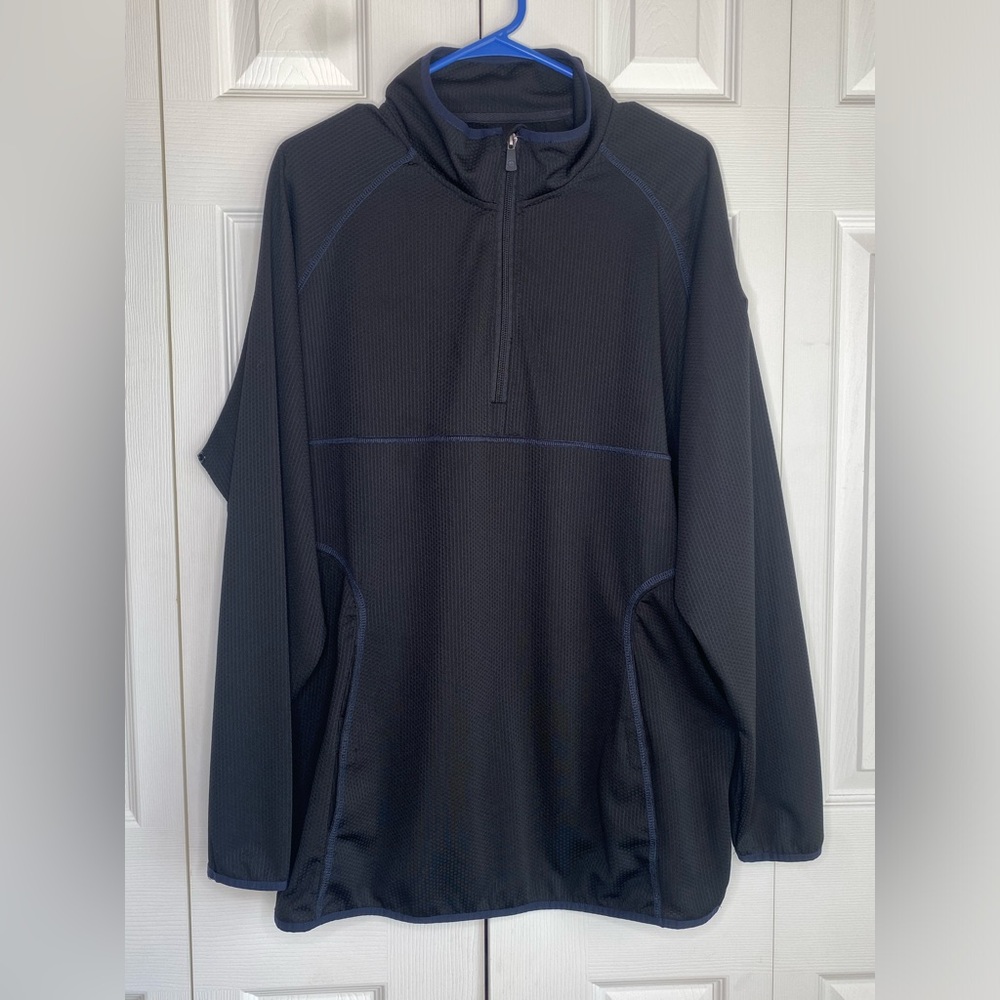 Franchise Club Shirt Men's Quarter Zip Black Blue Waffle Long Sleeve Sz L